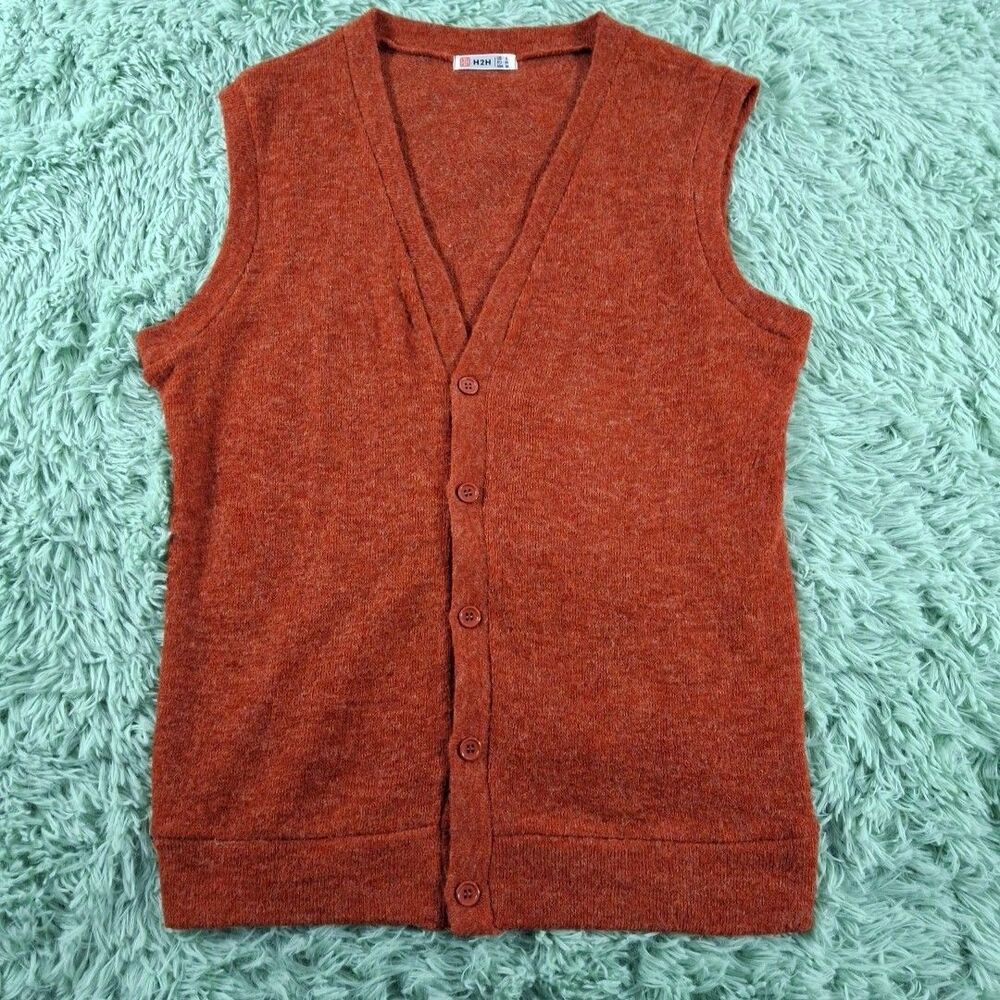 H2h V Neck Cardigan Sweater Vest Wool Blend  Mens Small